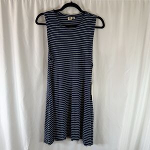 New Lagaci Mini Dress Women's Medium Blue White Striped Sleeveless Swim Coverup